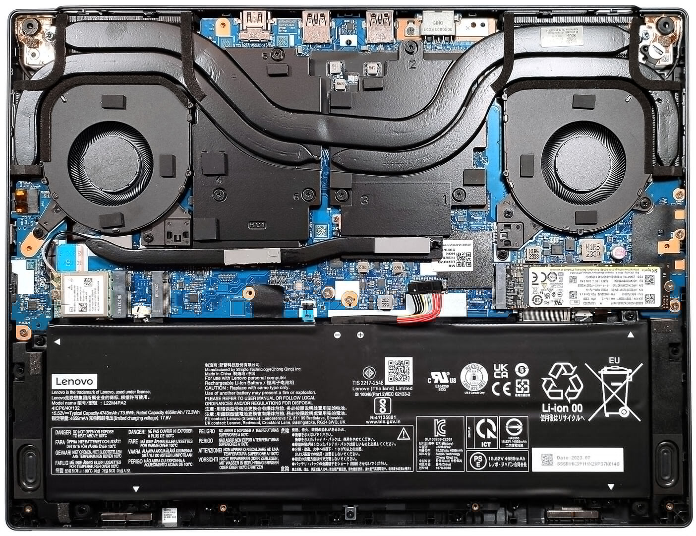 Internal Photo of Lenovo Legion Slim 5 14APH8 - Type 82Y5 5D11M04499 5D11K27141 LCD screen display panel non-touch OLED (Legion Slim 5 14APH8)